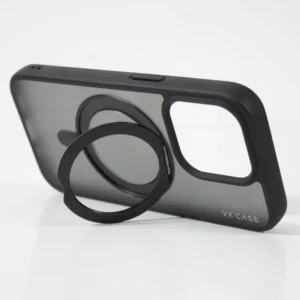 Capa com Suporte Aro Magsafe para iPhone 15 Pro Max - Preta - KickStand