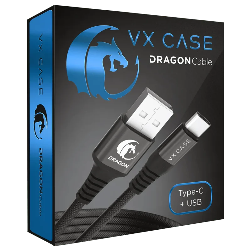 Cabo USB Tipo A / Tipo C VX Case Dragon Preto - Imagem 4