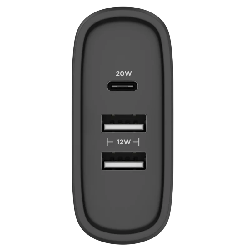 Adaptador de Carga Turbo 2 USB + 1 Tipo-C PD 32W Preto Fosco - Imagem 3