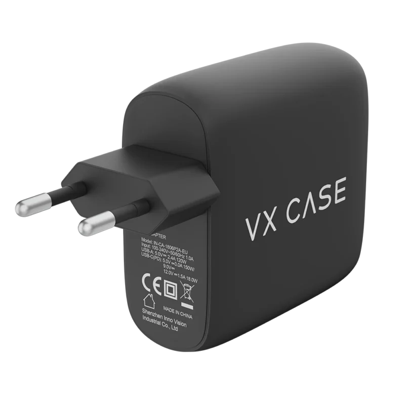Adaptador de Carga Turbo 2 USB + 1 Tipo-C PD 32W Preto Fosco