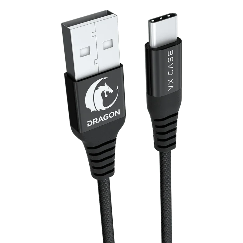 Cabo USB Tipo A / Tipo C VX Case Dragon Preto - Imagem 2
