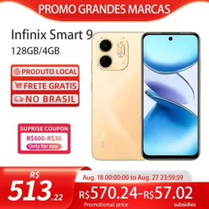 INFINIX SMART 9, 128GB 4GB RAM, Versão global,Câmera 13MP, Processador Mediatek Hélio G81, Bateria 5000MAH