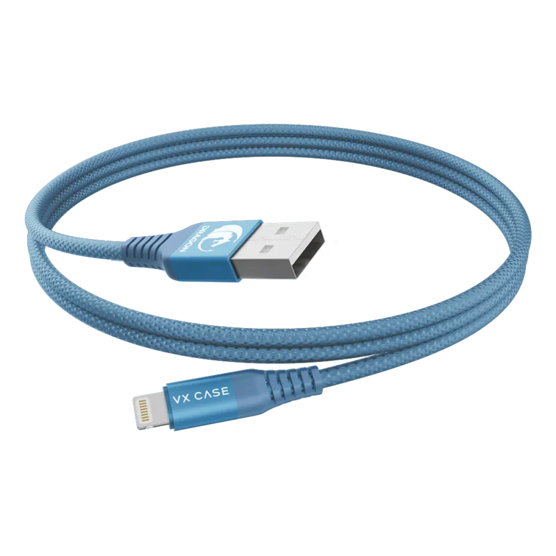 Cabo para iPhone/iPad USB Lightning MFI Dragon 1,20m VX Case Azul - Imagem 3