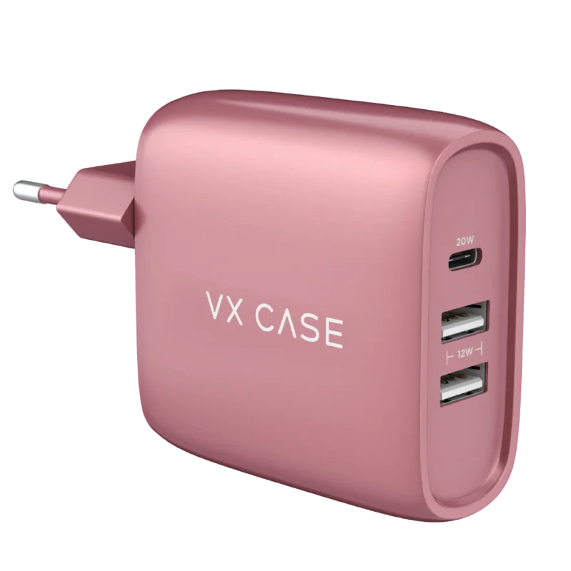 Adaptador de Carga Turbo 2 USB + 1 Tipo-C PD 32W Rose - Imagem 2