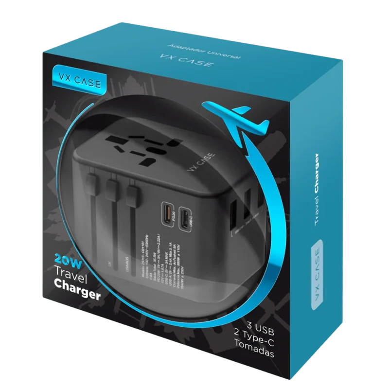 Adaptador Universal de tomadas 3 USB e 2 Type-C - Imagem 8