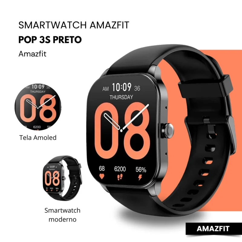 Amazfit Pop 3S Smartwatch 1.91" AMOLED, Monitor Cardíaco, SpO2, GPS, IP68, 100+ Esportes, Compatível Android/iOS - Imagem 7