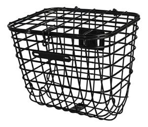 Cesta Cestinha Para Bicicleta Aramada Preta Retro C/ Tampa