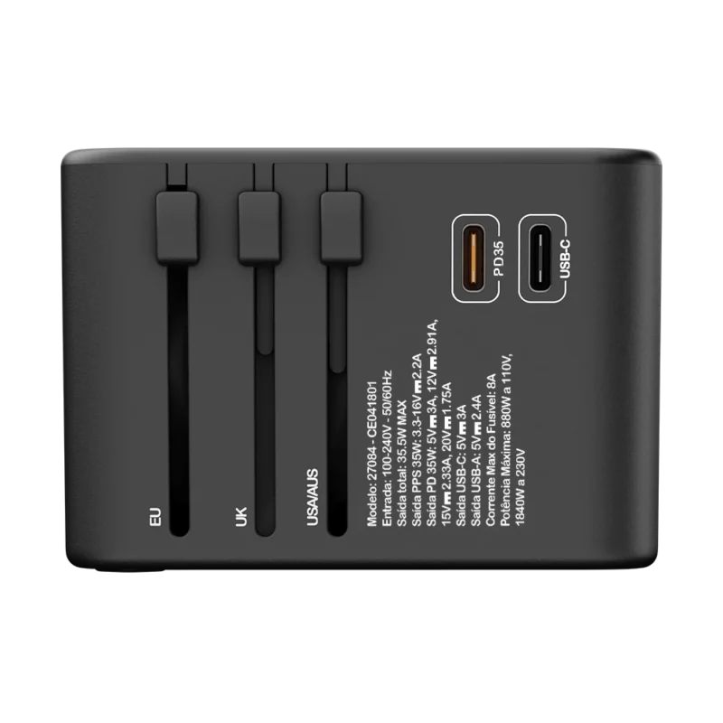 Adaptador Universal de tomadas 3 USB e 2 Type-C - Imagem 7
