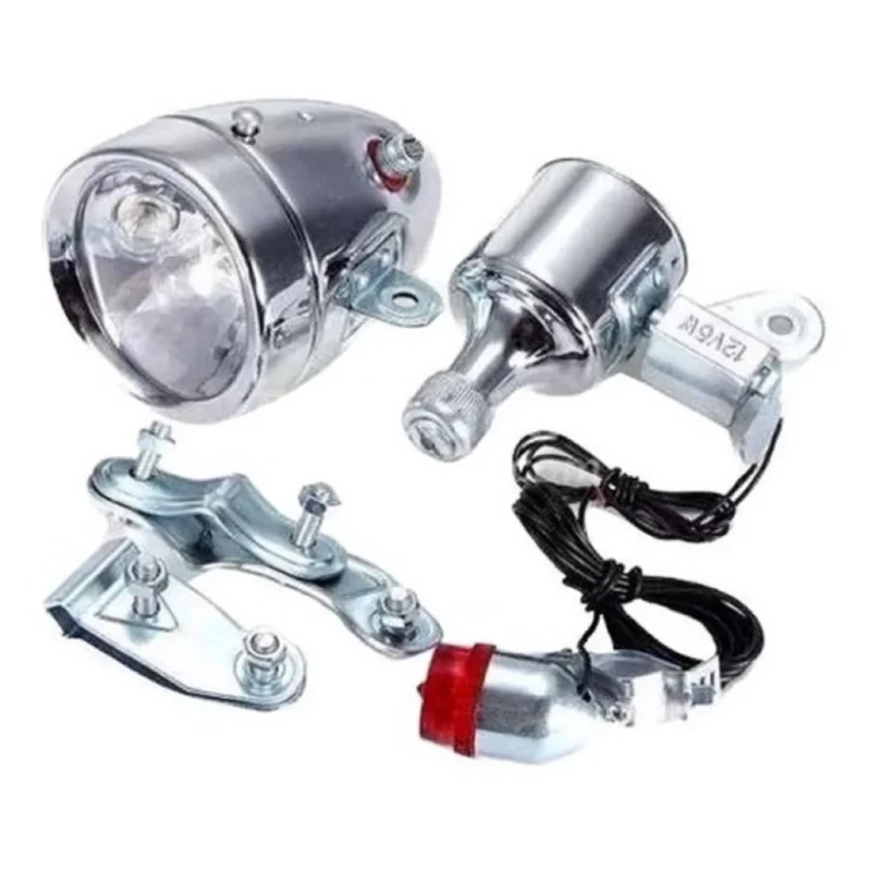 Farol Dínamo Bicicleta Monark 12V 6W Com Lâmpadas Reservas - Imagem 6