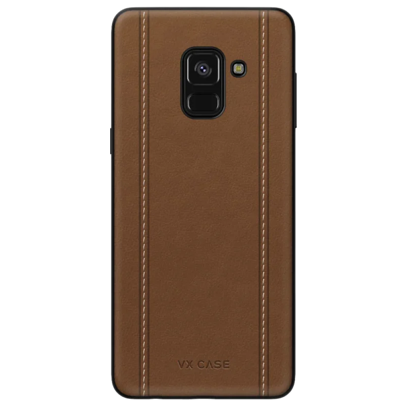 Capa Leather Stripes para Galaxy A8 (2018) - Couro Marrom
