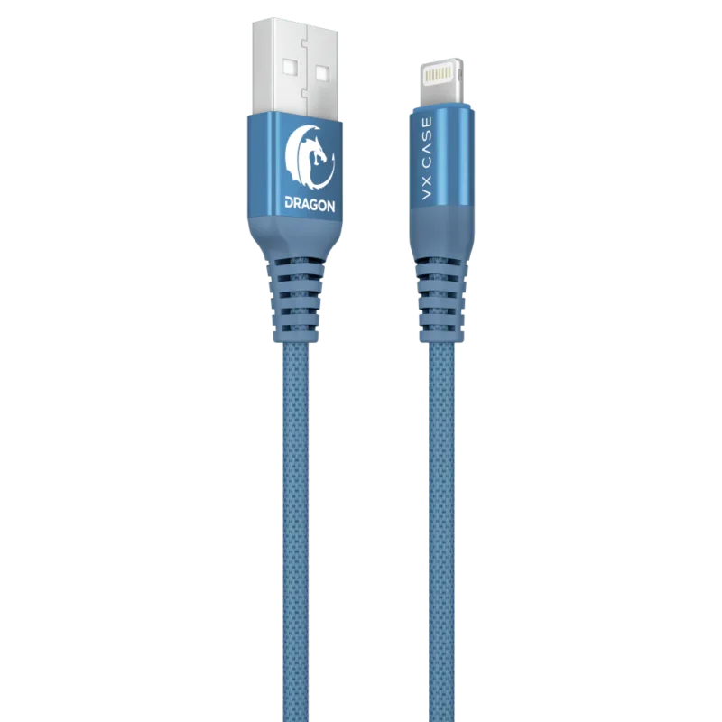 Cabo para iPhone/iPad USB Lightning MFI Dragon 1,20m VX Case Azul