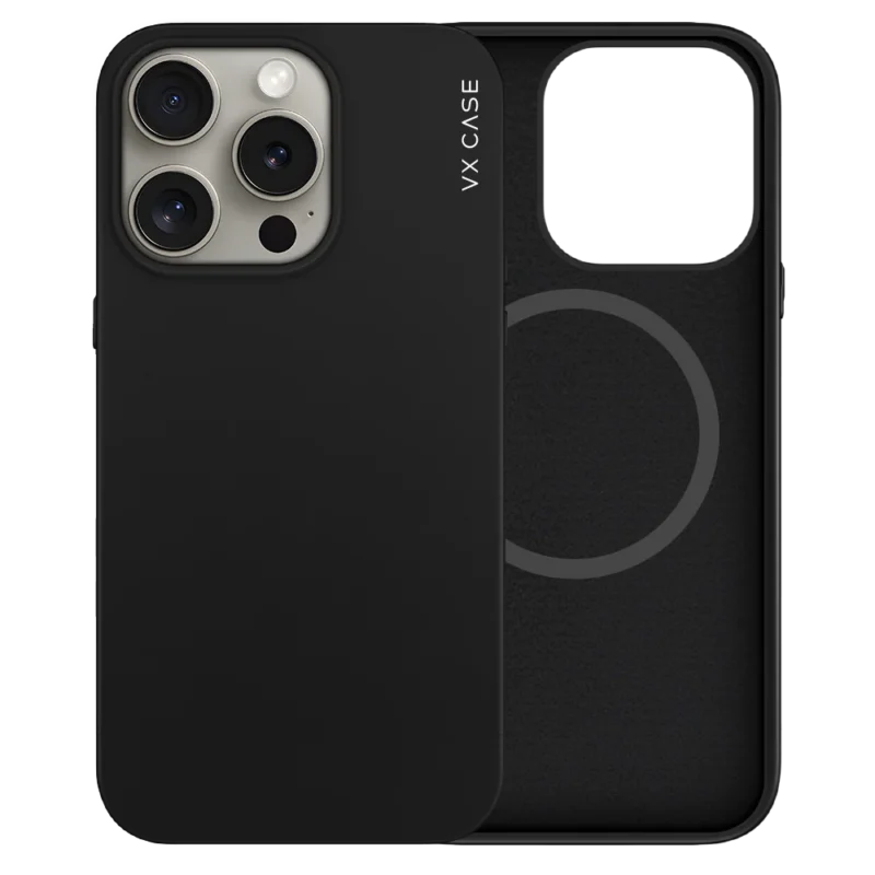 Capa Magsafe para iPhone 15 Pro Max Preta Fosca - Emborrachada