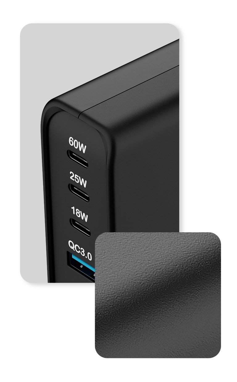 Adaptador Powerful detalhes do material do produto