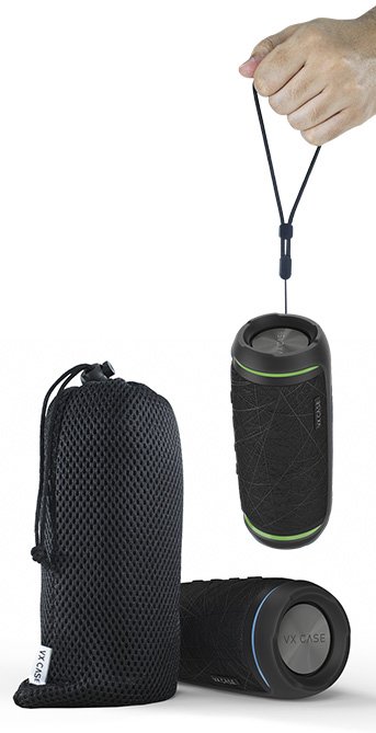 Caixa de Som Bluetooth Hurricane vem com uma bolsa para leva ela para todos os lugares